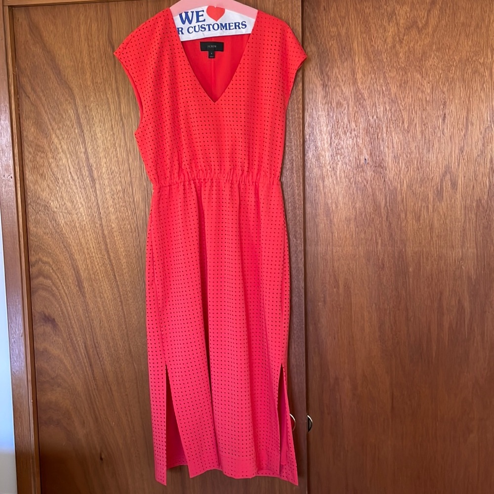 Red J Crew Midi Dress